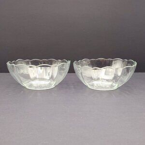 Arcoroc France Arcade Bengale 6" Nappy Bowls Clear Glass Scalloped Paneled Bowls